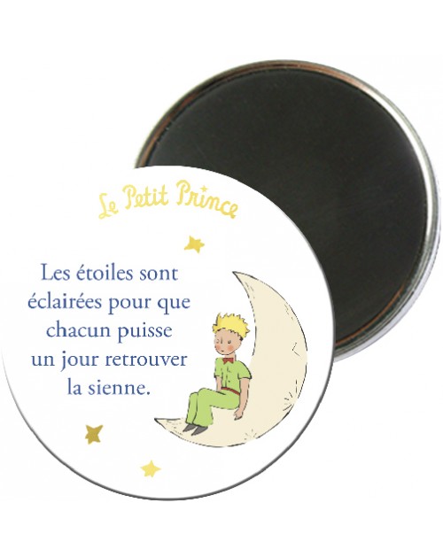 Magnet Rond Le Petit Prince Assis Sur La Lune